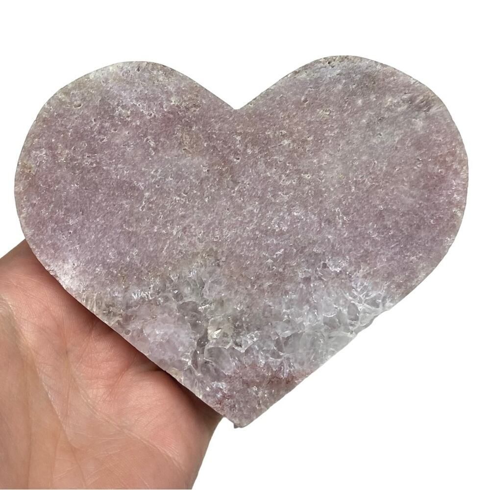 Pink Amethyst Druzy Heart Crystal Display Statement Piece Gift with Stand - Picture 5 of 11